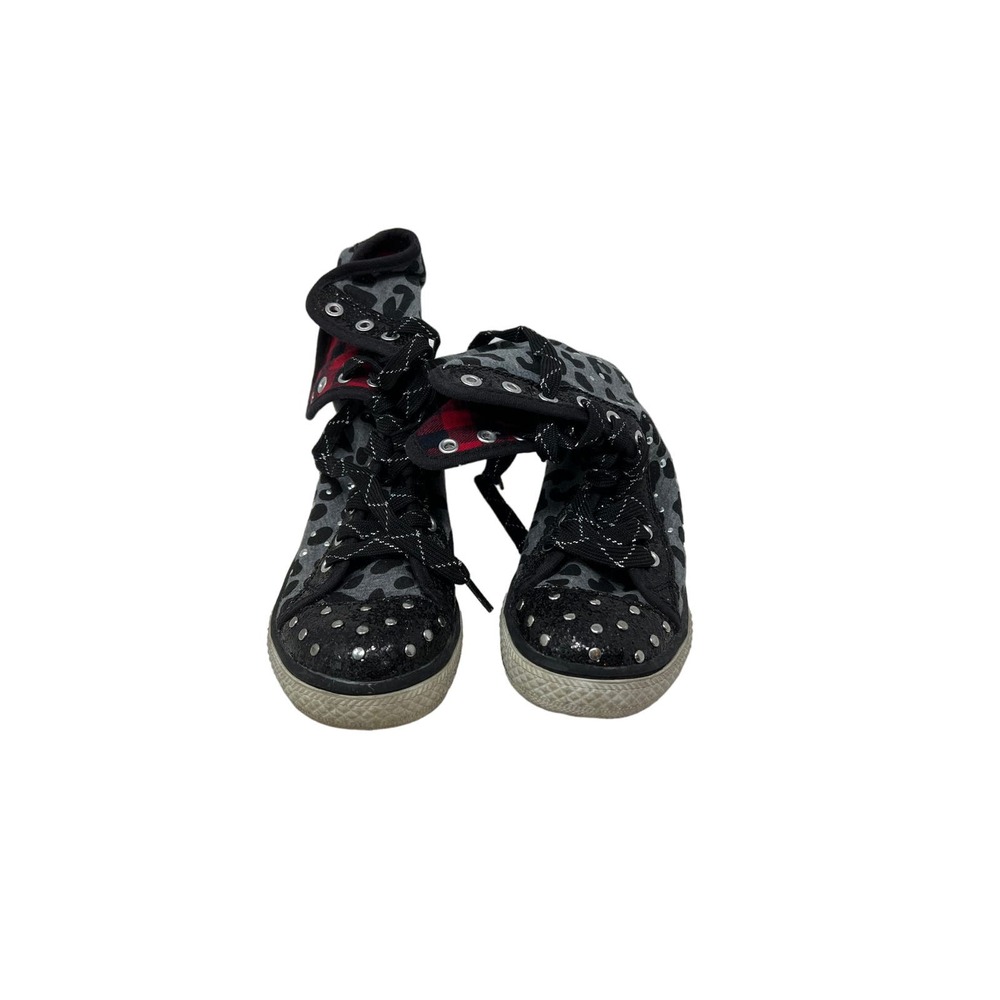 Justice  Ankle High Top Canvas Tie Sneakers Kids Size 13